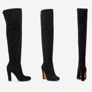 Vince Camuto CHEERA Fitted Stretch Suede Over the Knee High Boot BLACK 7.5